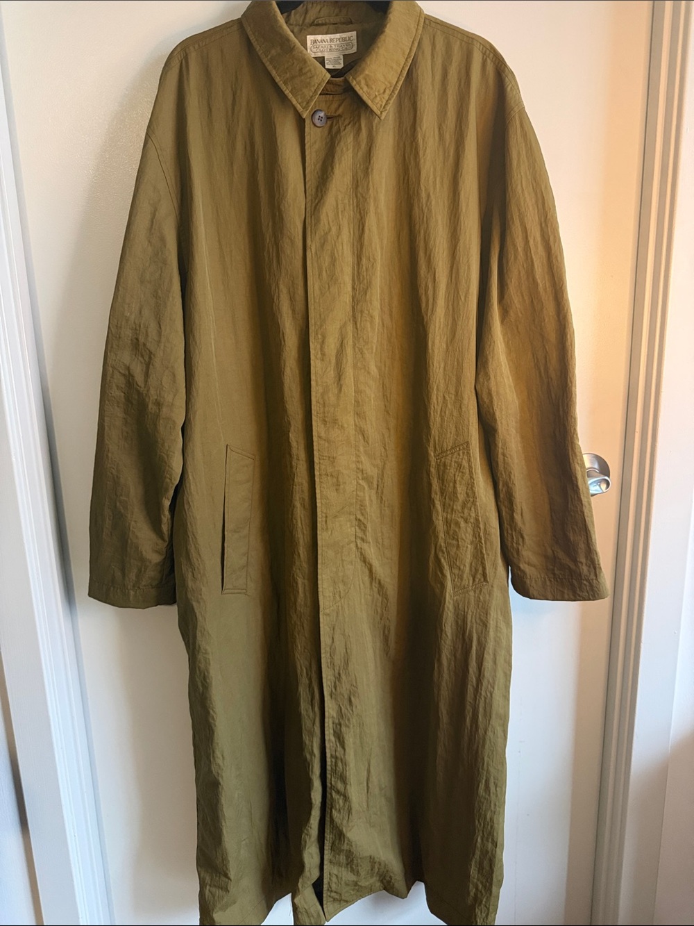 Banana Republic Vintage Olive Green Men's Trench Coat Sz XL